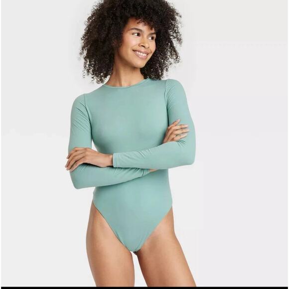 Auden Women's Luxury Collection 4-Way Stretch Long Sleeve Bodysuit -L NWT - Picture 1 of 5